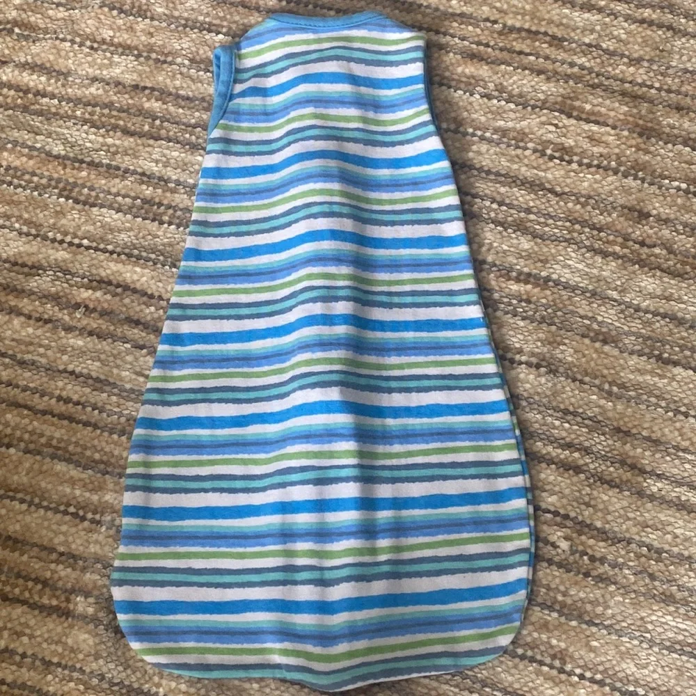 SwaddleMe Sleeveless Blue Green White Striped Zip Up Sleep Sack Swaddle SM